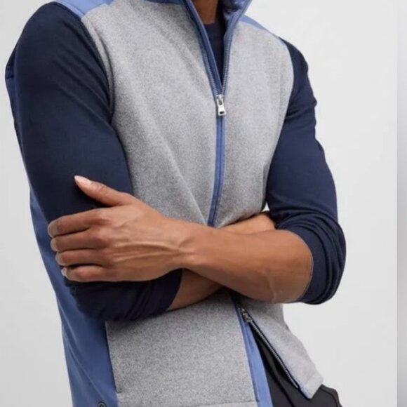 NWT!! Peter Millar Crown Crafted Cambridge Gale Gray/Blue Pearl Two-Way Zip Vest - Picture 2 of 12